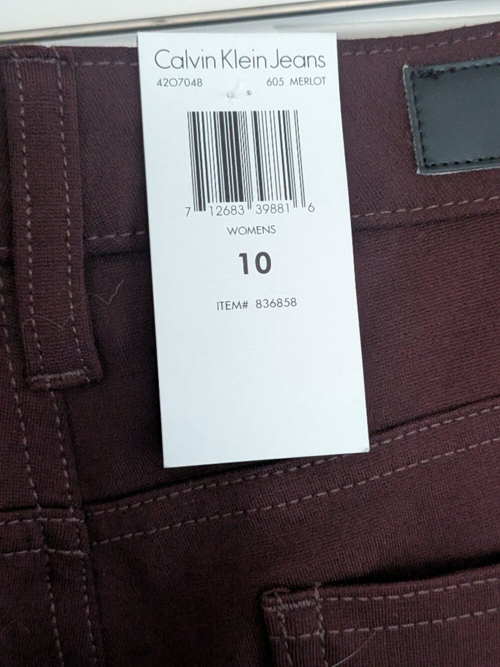 Calvin Klein Stretch Jeans Size 10 merlot NWT - Picture 4 of 7